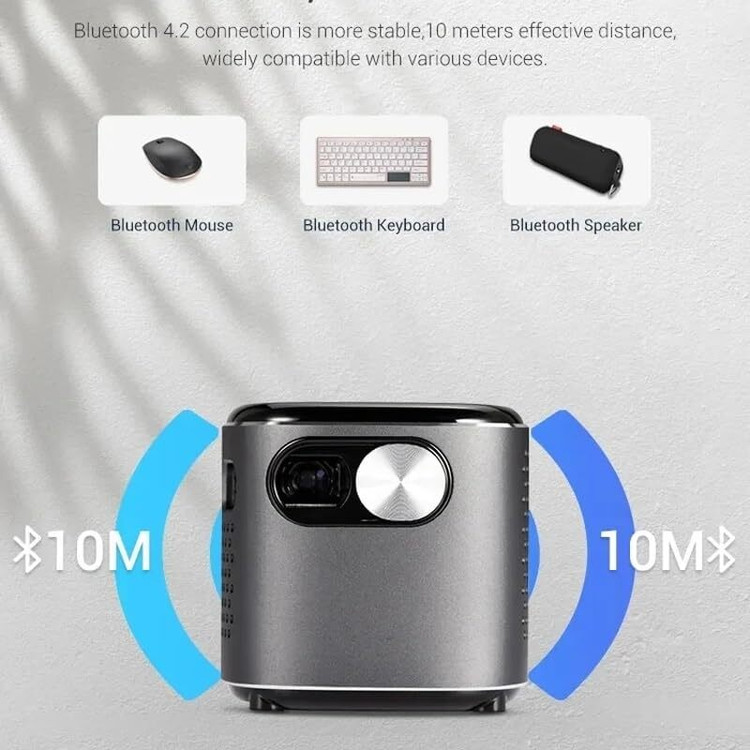 مینی پروژکتور جیبی WiMius Q2 Pro | شارژی، DLP، پشتیبانی Full HD، اندروید + وایفای و بلوتوث